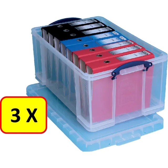 really 3 x Opbergbox Really Useful Box * 64 liter * 71 x 44 x 31 cm Transparant wit