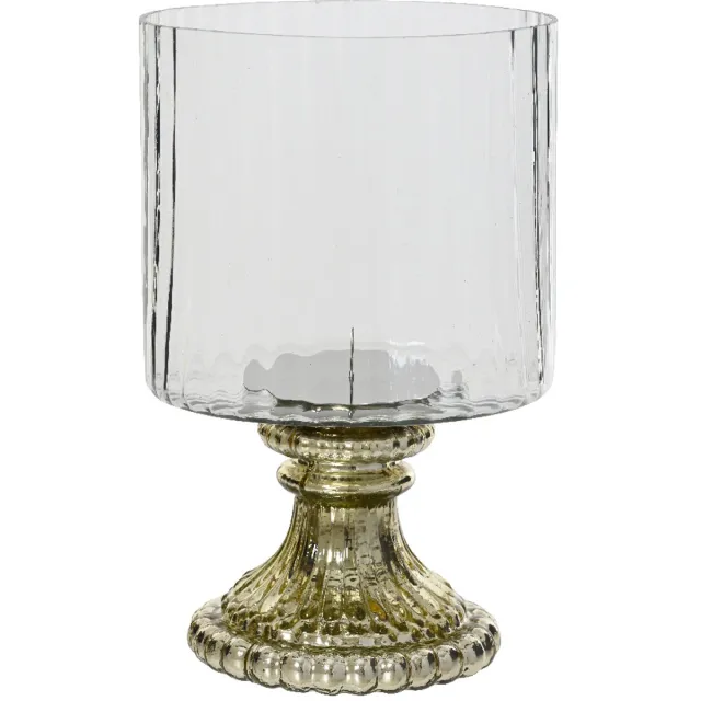Decoris kandelaar glas deco 15x25cm transparant, goud
