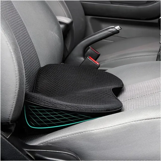 Allecto Plus Wigkussen voor Autostoel - Geheugenschuim Wigkussen - Ergonomisch Geheugenschuim Kussen voor Auto Kantoorstoel Bed (Zwart)