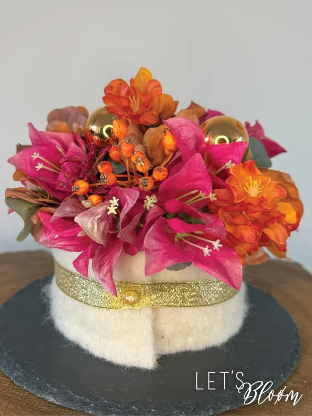 Let's Bloøm Zijden bloementaart | Kerst | Roze |Oranje | Zijden bloemen | Bougainvillea | Bessen | Bloesem | Eucalyptus | Kunstbloemen | Kunsttakken