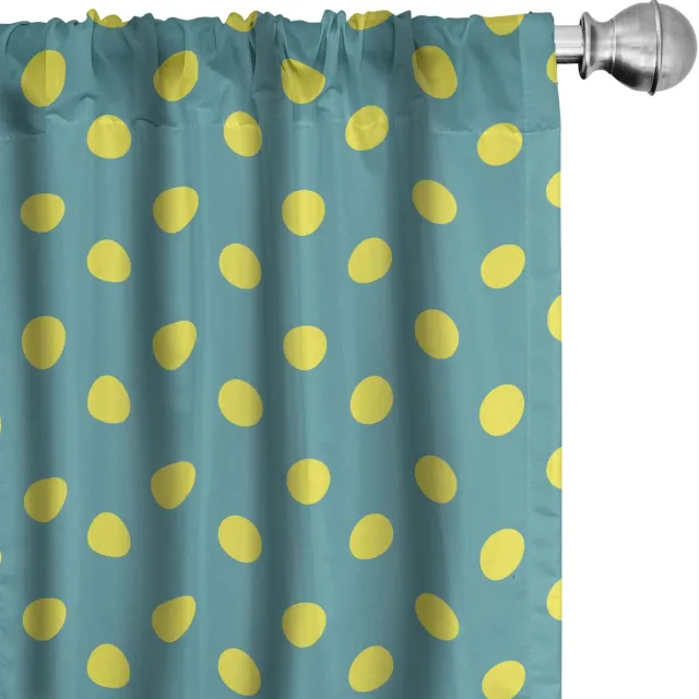 ABAKUHAUS Geel-Teal Gordijnset – Microvezel, 2×75×175 cm, Halfdonkerend Blauw