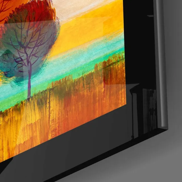 Insigne Art Glasschilderij – Pastelbomen – Abstracte Wandkunst Meerkleurig