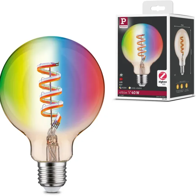 Paulmann Filament 230 V Smart Home Zigbee 3.0 LED Globe G95 E27 470lm 6,3W RGBW+ dimbaar Goud