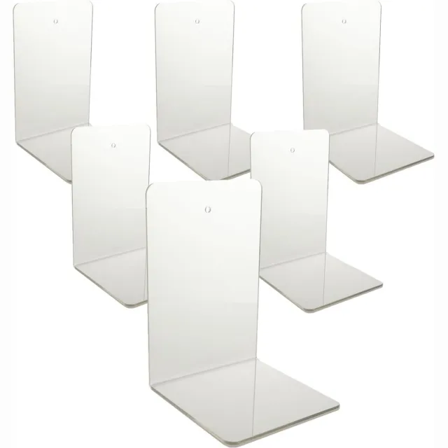 Riokem ® Pakket van 6 transparante boekensteunen van acryl, boekensteunen voor planken, duurzame boekensteunen voor het vasthouden van boeken, boekenstoppers voor planken, zware boeken, decoratief, thuis, 12 x 12 x 17,5 cm