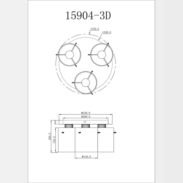 TULIVAR Plafondlamp TULIVAR ø37CM E27 (Grote Fitting) Grijs 3-Lichts Smoked