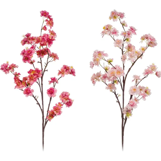 Emerald Kunstbloem Kersenbloesem Roze 120cm - Set van 2 - Kunstplant voor binnen Felroze & Lichtroze
