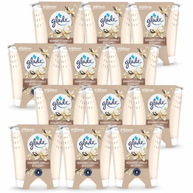 Glade 12 x Glade - Geurkaars Romantic Vanillebloesem - 100% Raapzaadwas & Vegan - 112 g - Voordeelverpakking - 12 stuks crème