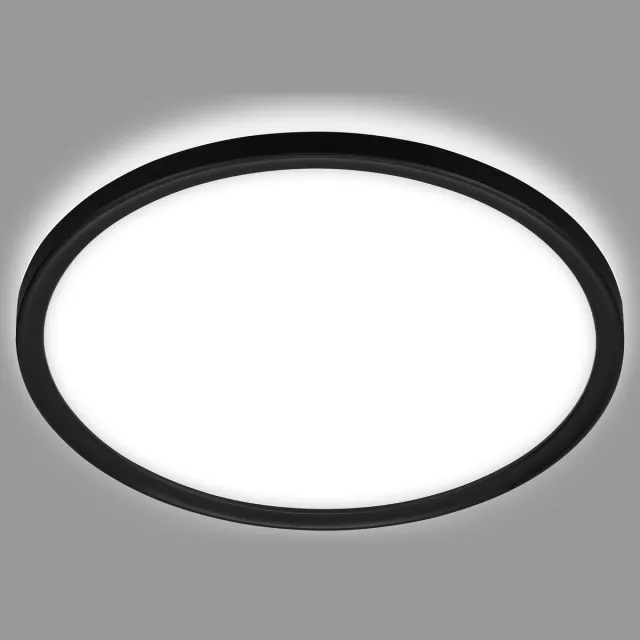 Briloner LED Badkamerverlichting - plafondlamp met achtergrondverlichting - plafonniére badkamer - IP44 - Ø42 cm - zwart
