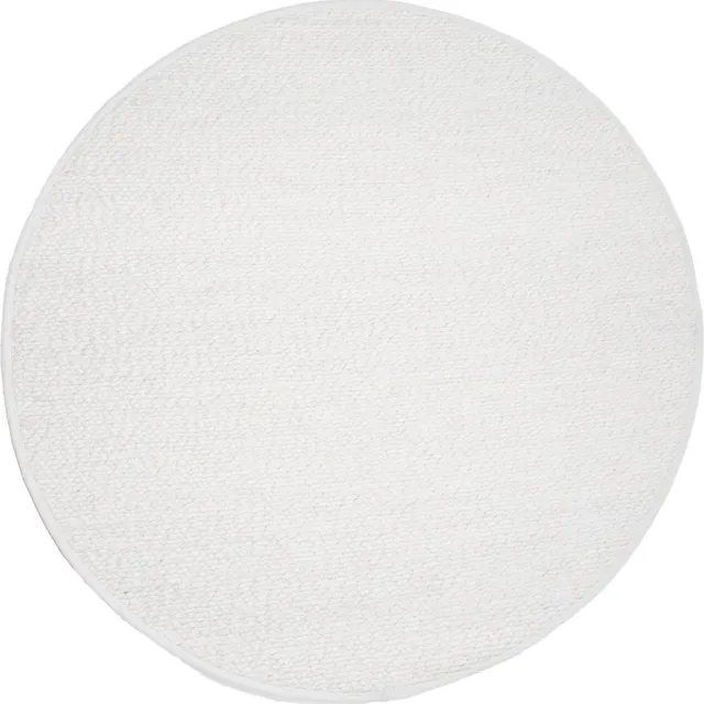 Veer Carpets Vloerkleed Stone White Rond ø200 cm - Wollen Design Vloerkleed in Scandinavische / Japandi Stijl Wit