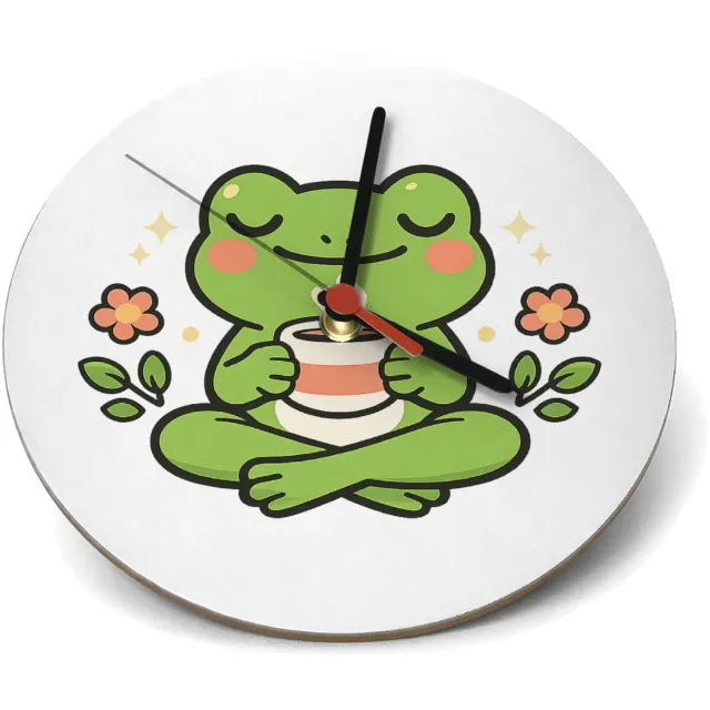 Mr Cadeautjes Klok rond Ø 19 - design Rustige diermeditatie met een onverwacht grappig zelfzorgmom | cadeau Wit