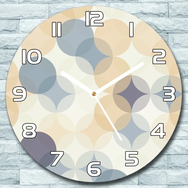 Coloray Wandklok - Geometrische cirkels Klok Glas - 30fi cm - Beige Wandklok - Wandklok Ronde - Wandklok Klassiek - Wandklokken Woonkamer - Stille Wandklok Beige - Geometrische cirkels - Witte Handen