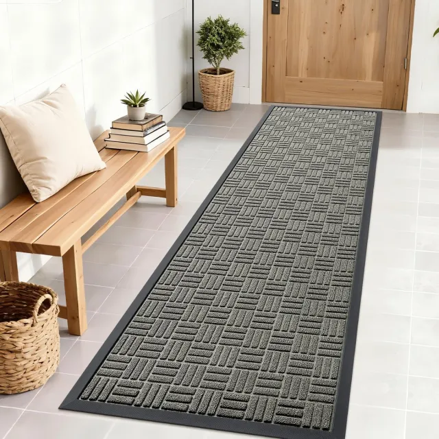 OLANLY Deurmat - Antislip Deurmat - schoonloopmat - Buitenmat - 58x180cm - Grijs