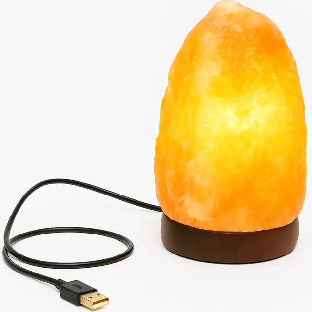 Pink Gold Zoutlamp USB – Nachtlampje / Tafellamp – Natuurlijk Zoutsteen – 10 x 8 x 9 cm – 0,9 kg – Handgemaakt – USB Snoer Roze