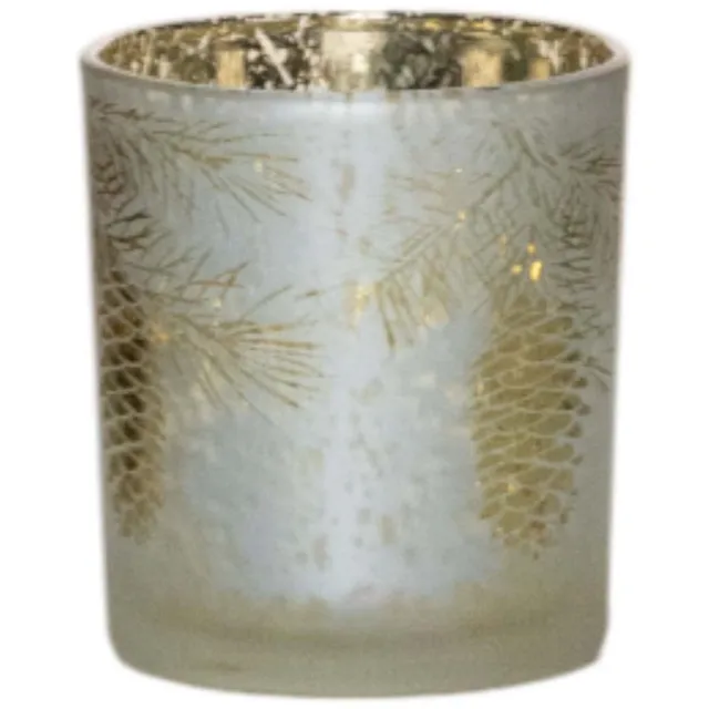 Mars & More Theelichthouder bladeren goud klein 8cm
