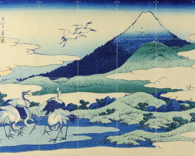 IXXI Thirty-Six Views of Mount Fuji, Katsushika Hokusai & Victoria and Albert Museum - 100 x 80 cm - Grote wanddecoratie en posters - Klassiek Blauw