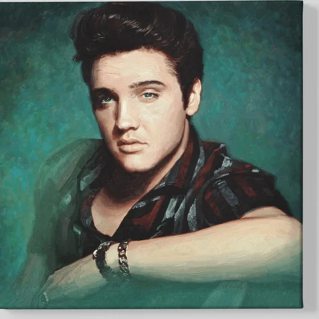 Trendex Global Vierkant Canvas Schilderij - Elvis Presley - 100x100x2 cm Meerkleurig