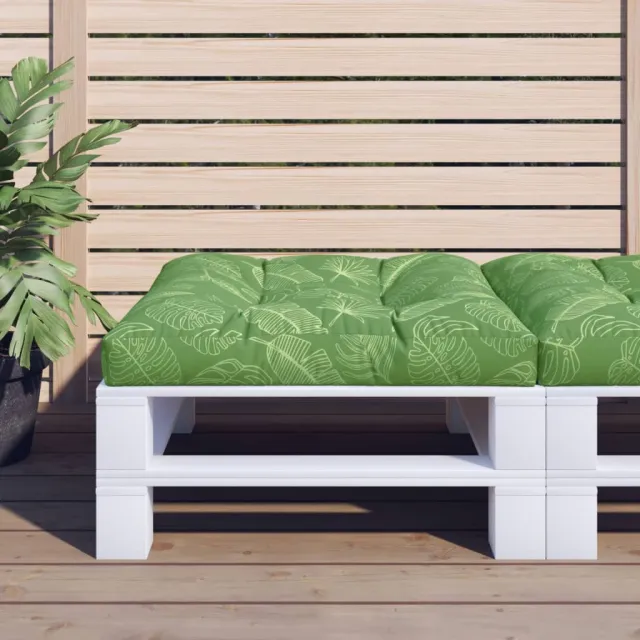 vidaXL Palletkussen bladpatroon 80x80x12 cm stof Groen
