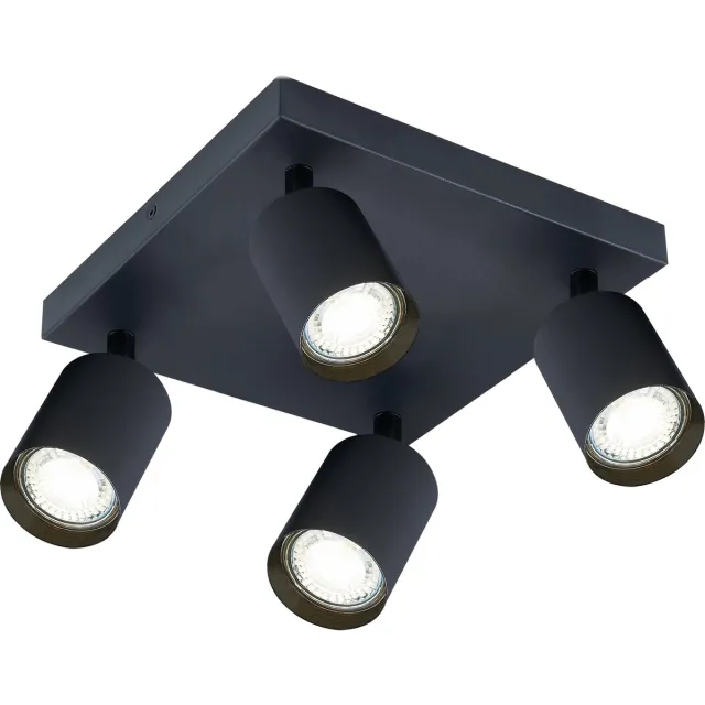Integral Plafondspot Siena Mat Zwart Vierkant voor 4x GU10 lamp (niet meegeleverd) | 4x GU10