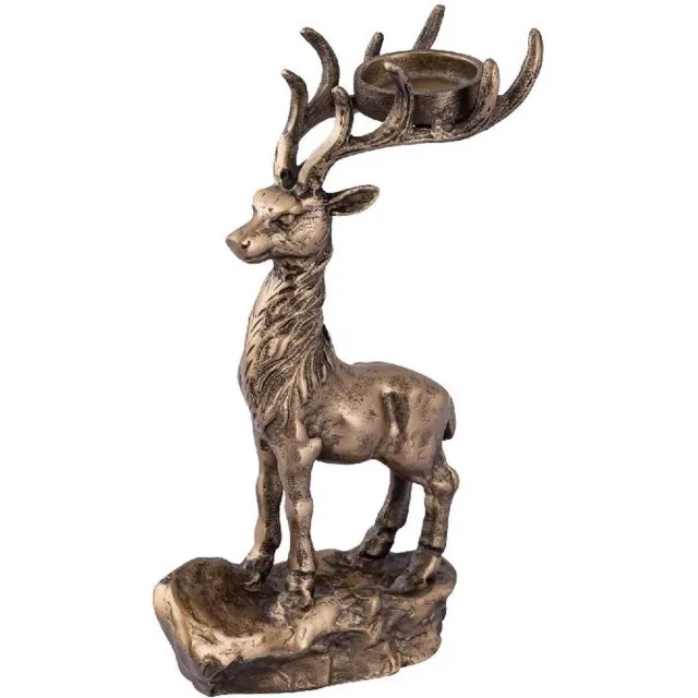 PTMD COLLECTION PTMD Kandelaar HERT S Dixon - 12x16x31 cm - Aluminium - Messing