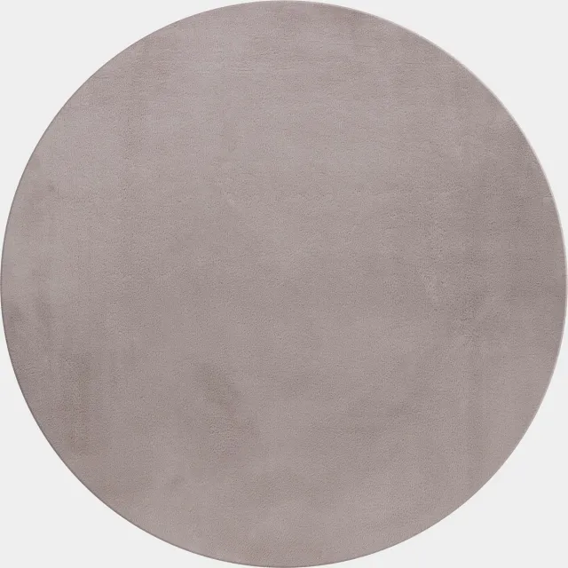 Muratap Pouffy Fluffy - Hoogpolig Rond Vloerkleed - Uni Kleur - Beige - Woonkamer Tapijt - Katoenen Rug- 200 CM Ø