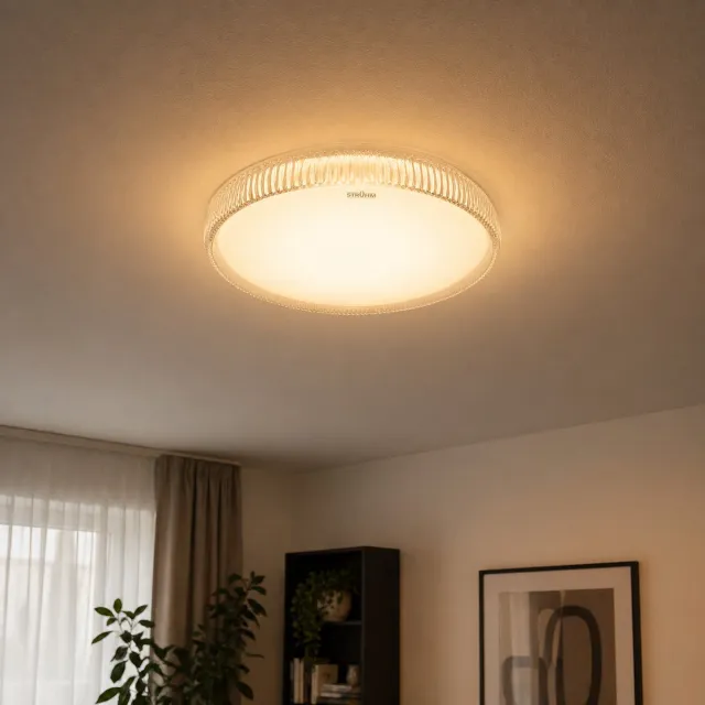 STRÜHM SINUS Led Plafondlamp - Keuken/Woonkamer/Slaapkamer - Aanpasbare kleur CCT - Warm Wit / Daglicht / Koud wit - 24w -2900 Lumen - Wit - 390mm