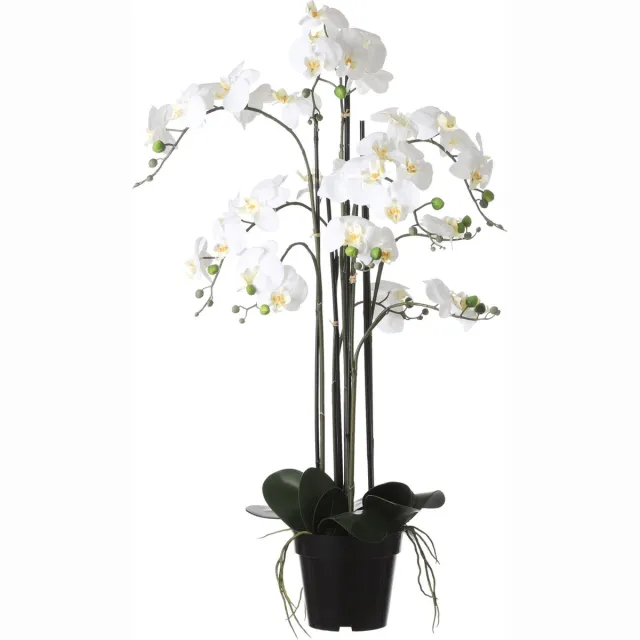 Mica Decorations Orchidee bloem kunstplant - parel wit - H97 x B19 cm