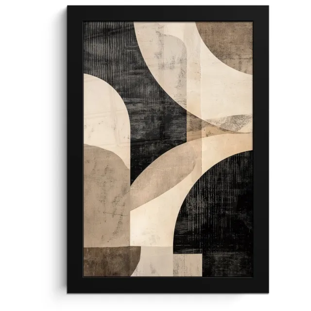 FrameYourWall Poster in lijst - Fotolijst 20x30 cm - Posters - Abstract - Vormen - Modern - Beige - Posterlijst zwart - Decoratie - Wanddecoratie woonkamer - Muurdecoratie slaapkamer