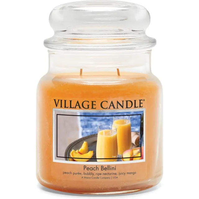 village candle Geurkaars - Peach Bellini Ø9,5 x 11 cm Wax Oranje Geel