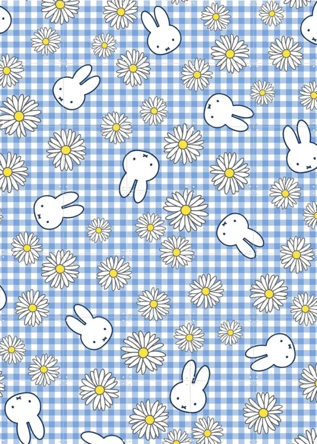 IXXI Nijntje & Madeliefjes, Nijntje - 100 x 140 cm - Grote wanddecoratie en posters - Fantasierijk, Illustraties, Decoratieve kunsten, Geometrische Blauw