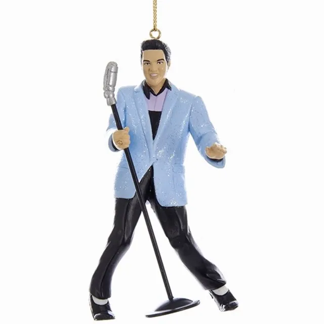Kurt S. Adler kunststof kerstbal - elvis presley 11cm blauw 1 stuks
