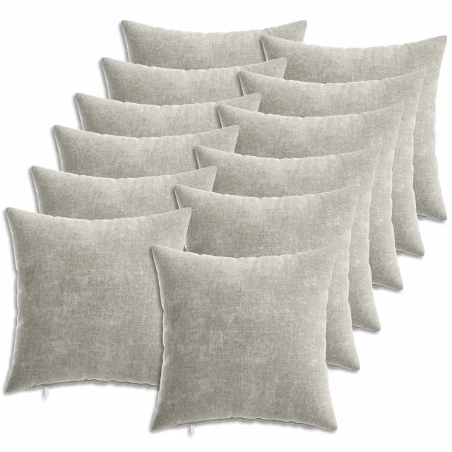 vidaXL Dekenkussen - 12 - st - HEERLEN - Lichtgrijs - 40 - x - 40 - cm - Chenille - Stof