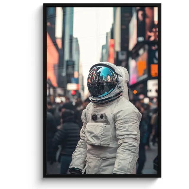 FrameYourWall Poster in lijst - Fotolijst 80x120 cm - Posters - Stad - Mensen - Astronaut - Wit - Posterlijst zwart - Decoratie - Wanddecoratie woonkamer - Muurdecoratie slaapkamer