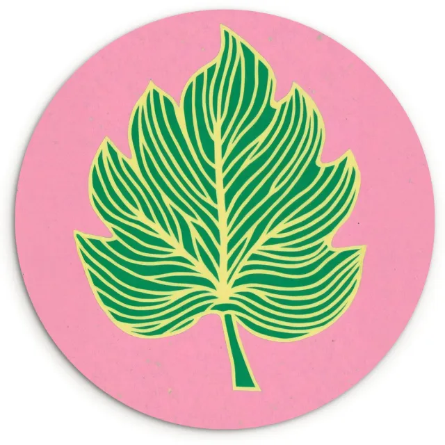 WallCircle Wandcirkel 140x140 cm - Muurcirkel Blad - Groen - Illustratie - Minimalistisch - Muurdecoratie woonkamer - Wanddecoratie slaapkamer - Kamer decoratie accessoires - Ronde schilderijen