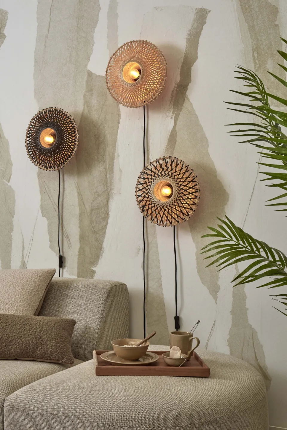 Good&Mojo wandlamp Kalimantan XS bamboe naturel, foto 6