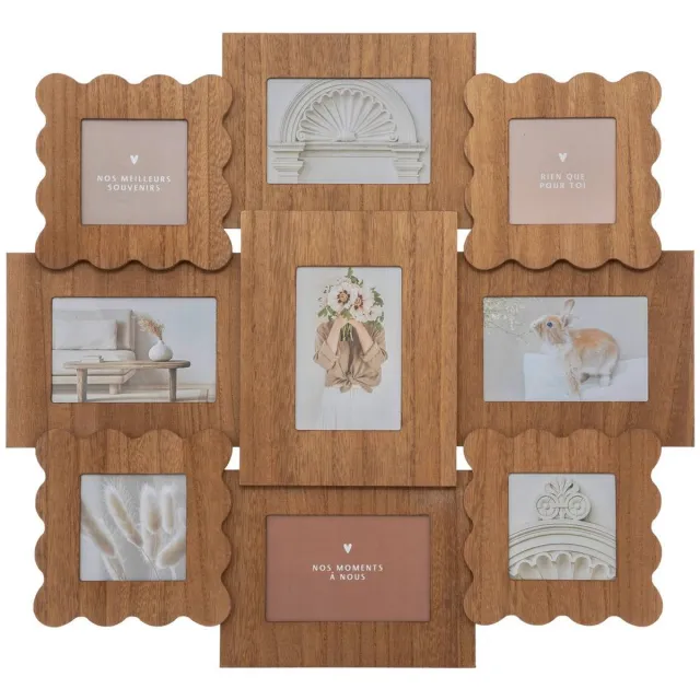 Atmosphera Créateur d'intérieur® Fotolijst voor 9 foto's met houten uitsnijdingen BRIANA Marron