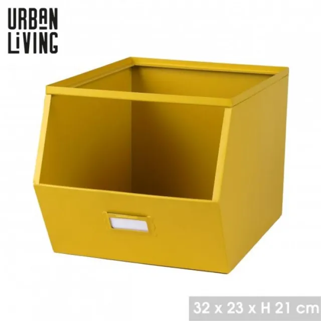 Urban Living Stapelbare opbergmand Open Metal Box - L23 x B32 x H21 cm - metaal - geel