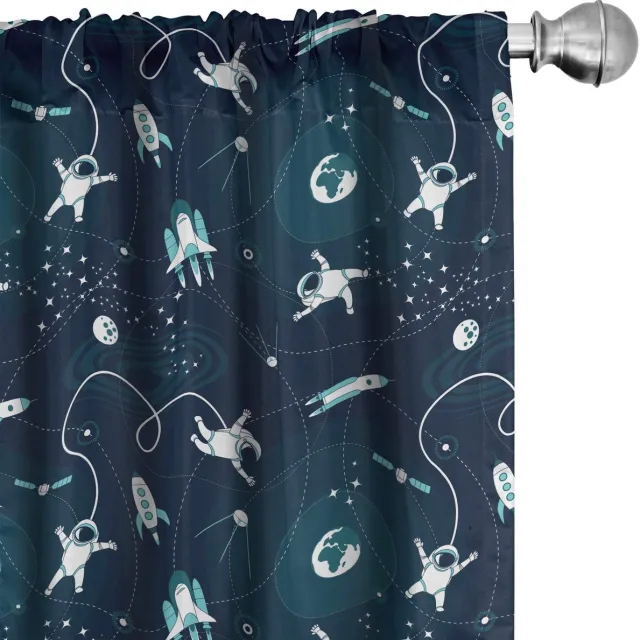 ABAKUHAUS Orbit – Gordijnen 2x75x245 cm – Microvezel – Donker teal Dunkel Teal Donkerblauw