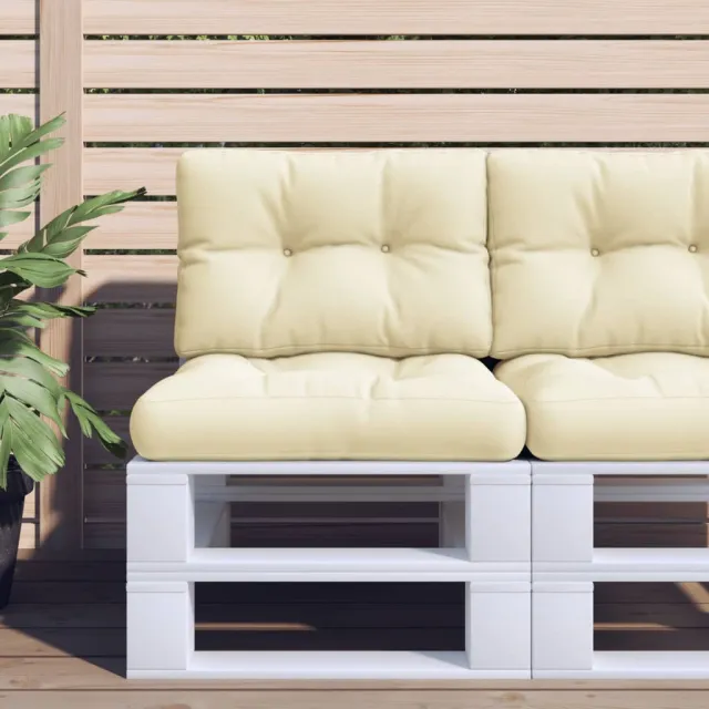 vidaXL Palletkussens 2 st stof crèmekleurig