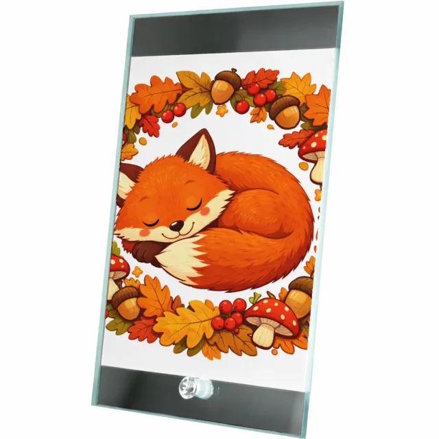 Mr Cadeautjes Glasframe 15 x 23 - design Slapende vos in herfstbladeren | cadeau Wit