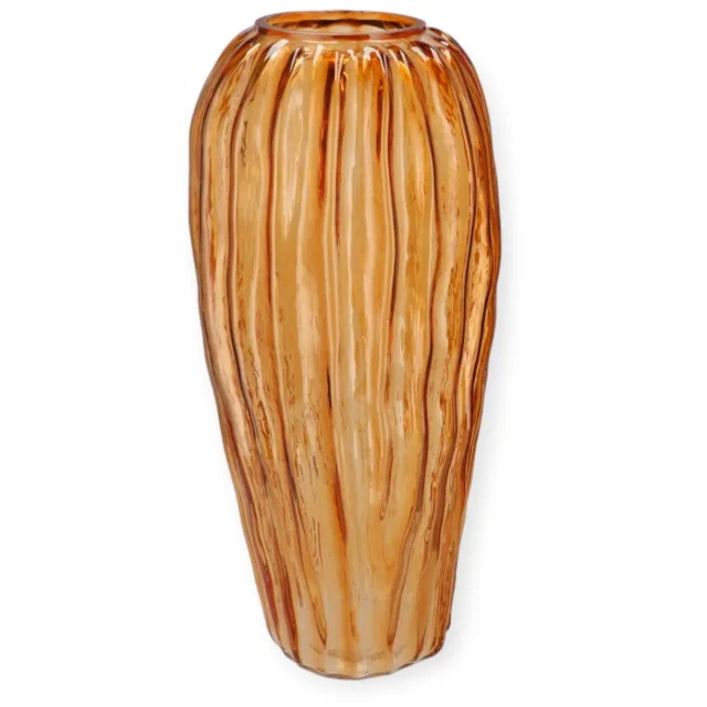 DK design Daan Kromhout - Vaas - Bloemenvaas - Glas - Camel Bruin - 19x40cm - Structure