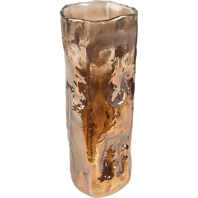 Clayre & Eef Vaas Ø 8x20 cm Bruin Glas