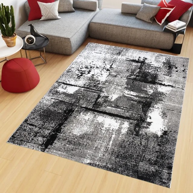Tapiso Maya Vloerkleed Grijs Slaapkamer Abstract Tapijten Maat- 200x250 Antraciet Grijs