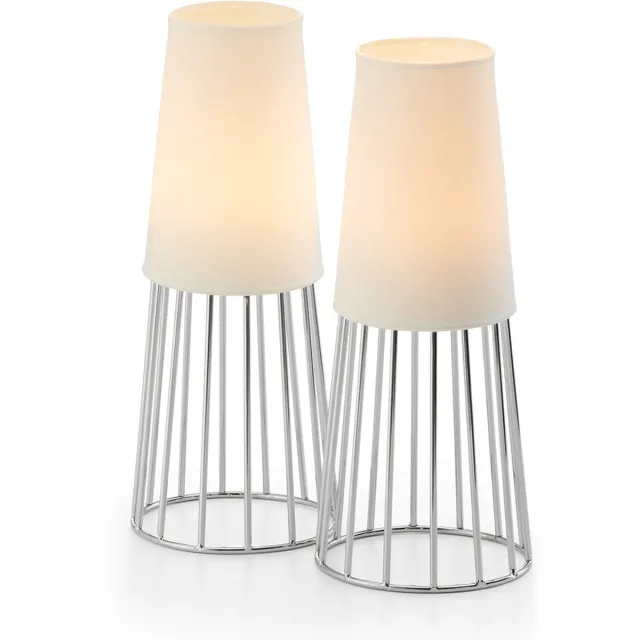 Philippi Lighthouse Theelichthouder - Waxinehouder - Set 2 stuks - Zilver/Mat glas