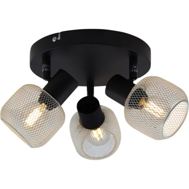Olucia EMADO - Plafondlamp - Grijs / Zwart - 3L - Vorm: Rond
