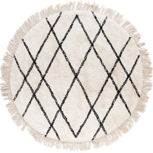 Boho&me Badmat rond - Ayla ivoor 100