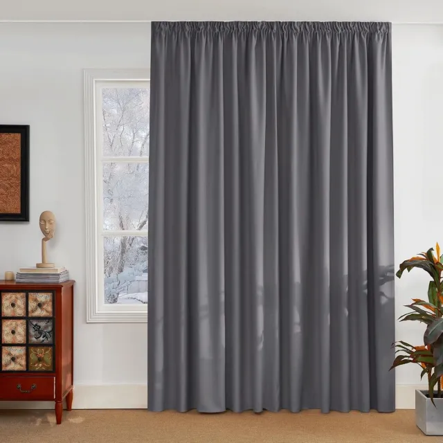 Famanu Effen Kleur Verduisterende Gordijnen - Warmte - isolerende Gordijnen - Stijlvol - Geschikt voor Woonkamer Slaapkamer Gordijnen - 1 Stuk - Grijs