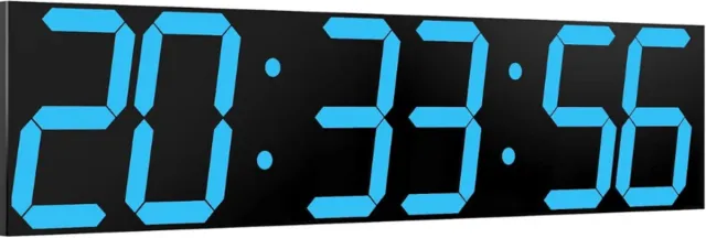 BOG Digitale-Wandklok-Oversized-LED-Klokk-Met-Automatische-Dimmer-Grote-Countdown-Timer-Met-Remote-Control-68-5-Cm-Breed-LED-Display-6-Cijfers-Wandmontage-Datum-Temperatuur ZWART