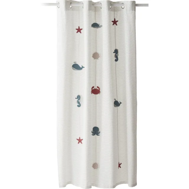 vertbaudet Under the Ocean eyelet gordijnslinger met zeedieren Wit