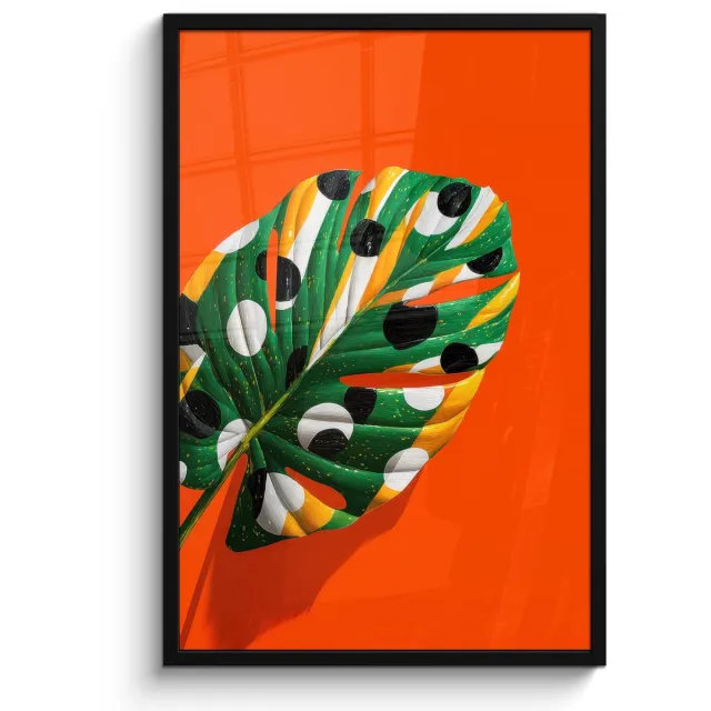 FrameYourWall Poster in lijst - Fotolijst 60x90 cm - Posters - 3-2 - Posterlijst zwart - Decoratie - Wanddecoratie woonkamer - Muurdecoratie slaapkamer Blad - Stippen