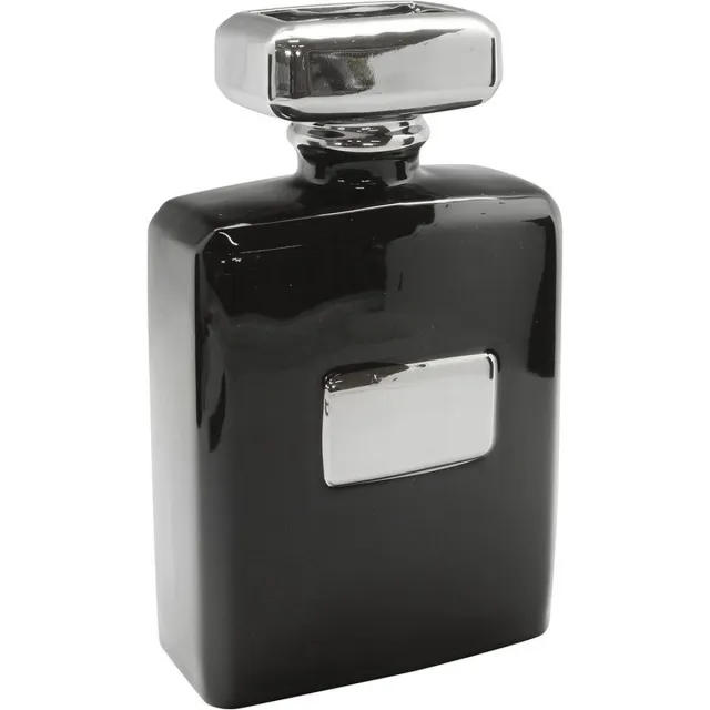 Gilde handwerk Vaas - Bloemenvaas - Trendvaas - Parfum - Parfumfles - 22x13.5x7cm - zwart- Keramiek